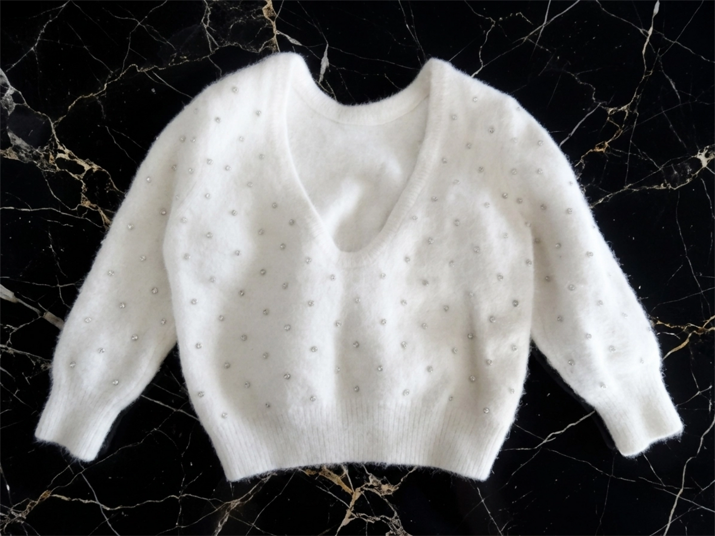 Pull court Ba&sh neige constellé de strass