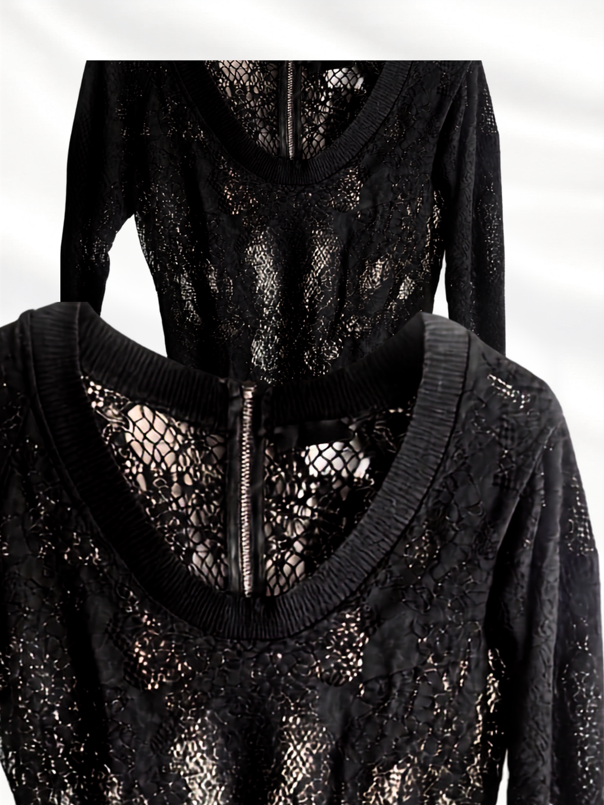 Haut / Top dentelle noire The Kooples - Taille 1 (S) - Zip dos