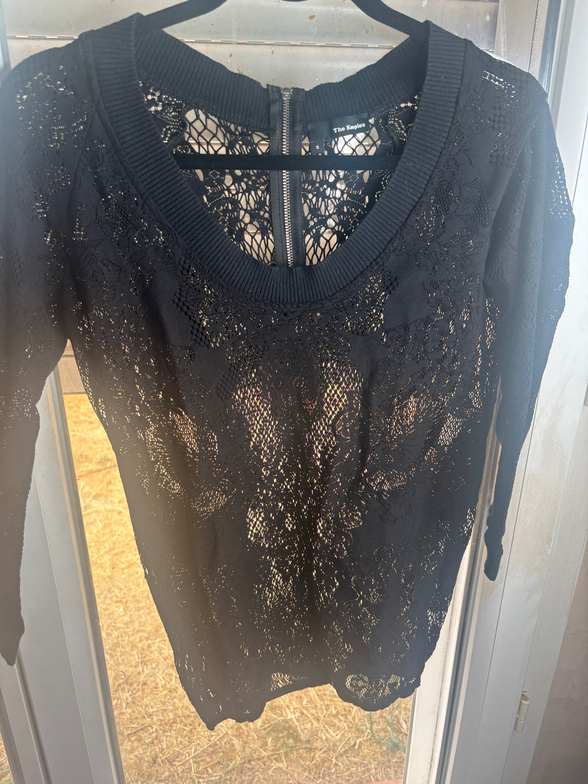 Haut / Top dentelle noire The Kooples - Taille 1 (S) - Zip dos