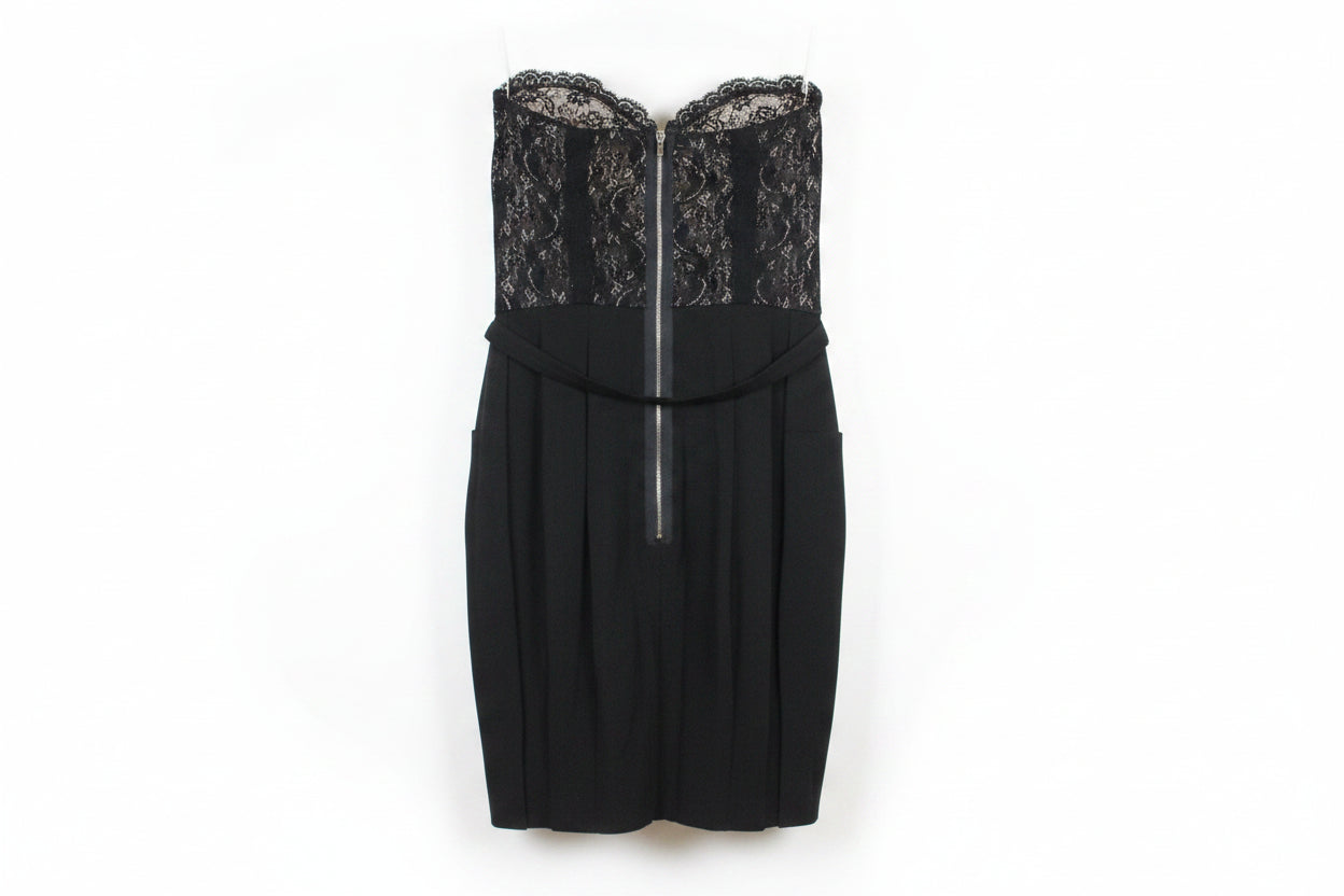 robe bustier dentelle marine et beige sandro