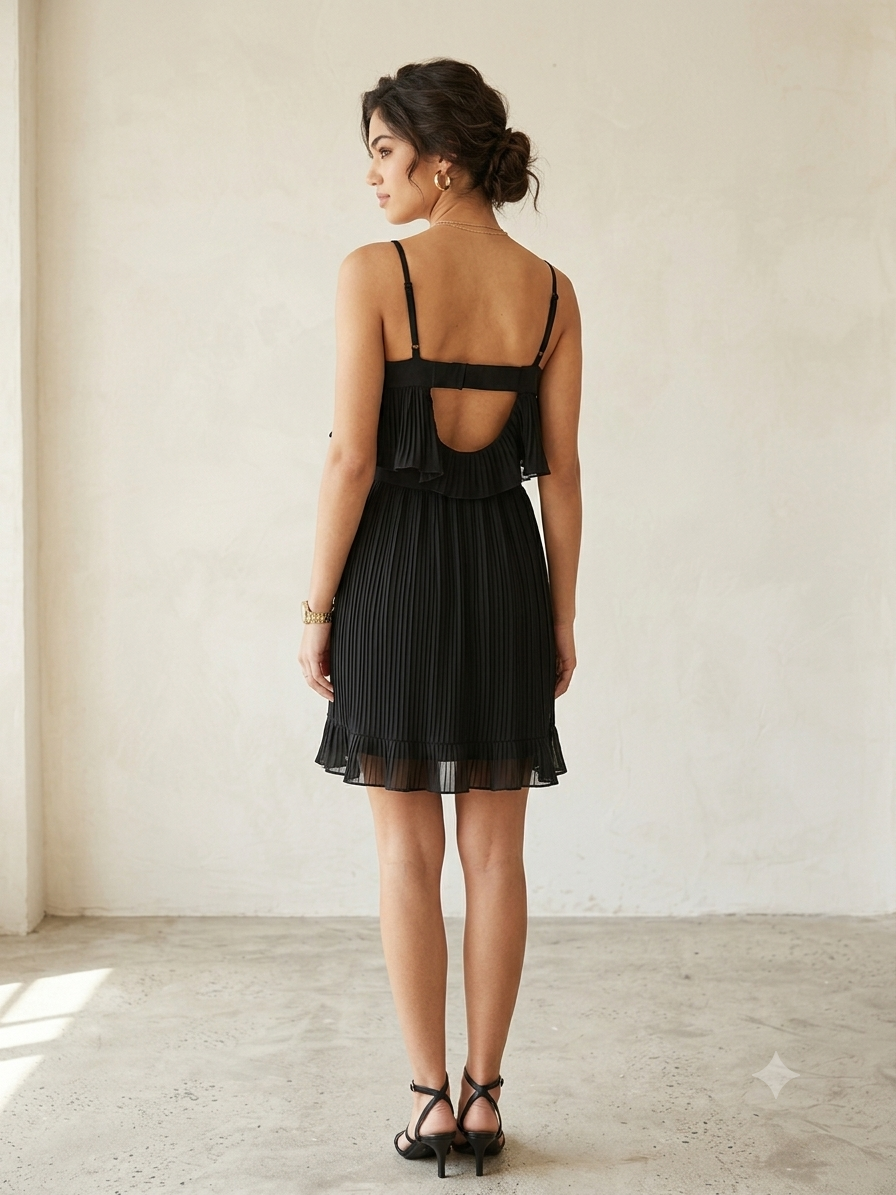 Petite Robe Noire Plissée GUESS – Élégance & Fluidité