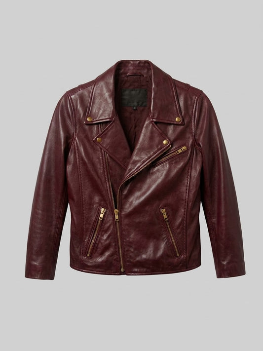 Perfecto Maje en agneau plongé bordeaux – Taille 36 (S)