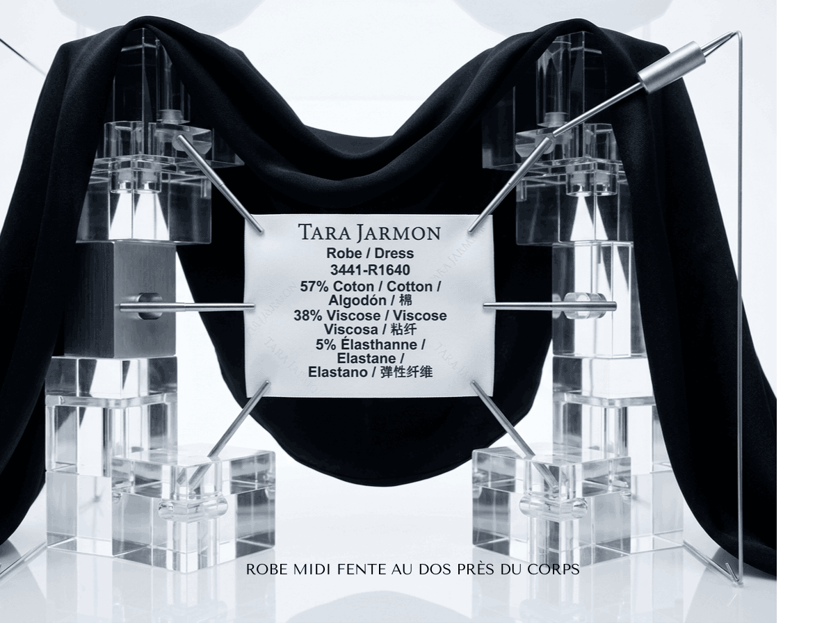 L'Elégance  TARA Jarmon robe midi satinée noir profond Archives & Allures 
